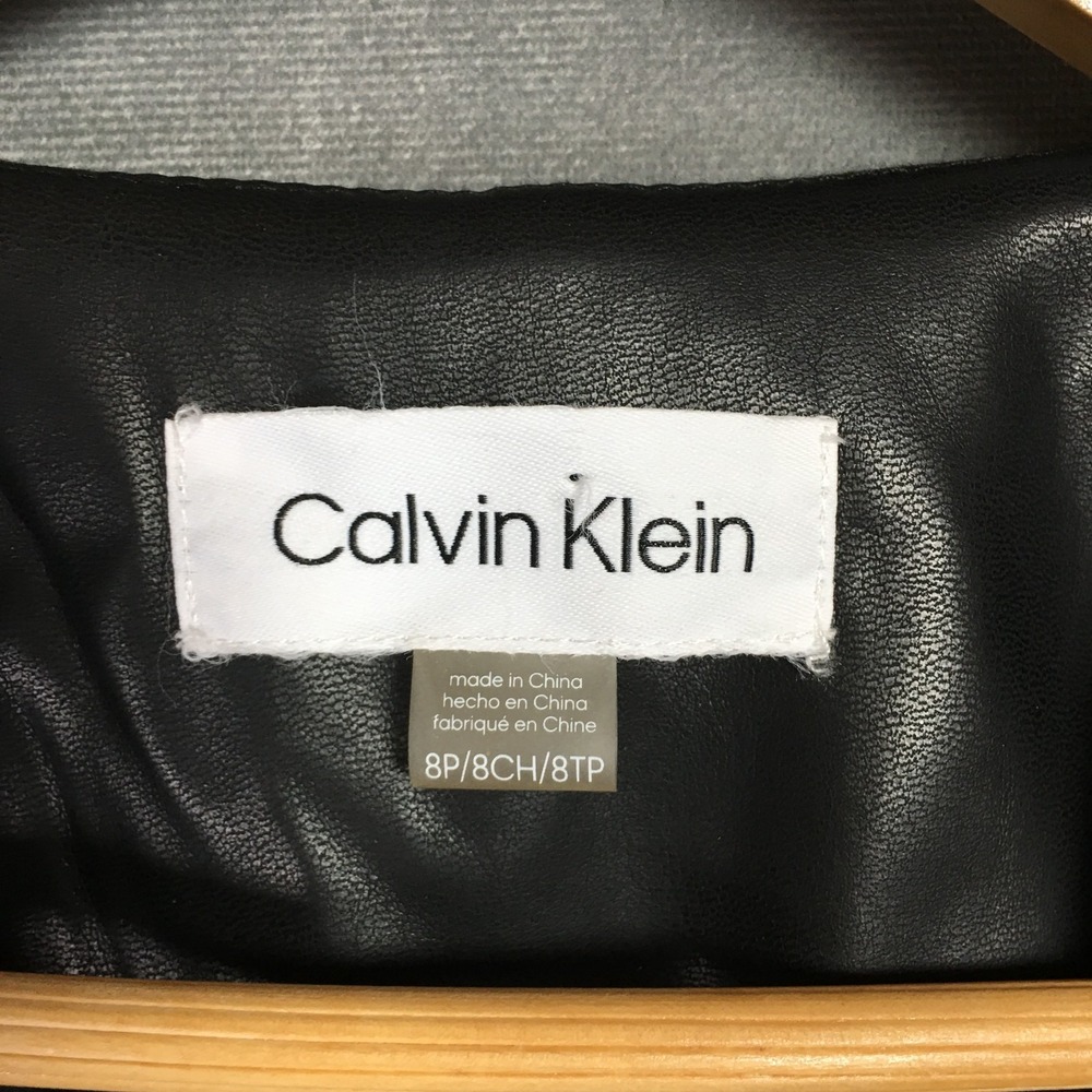 Calvin Klein Open Front Womens Faux Leather Black Jacket Business 8P/8CH/8TP New - Picture 4 of 16